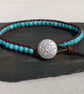 Turquoise semi precious bead and leather bracelet, December birthstone - Image 6