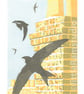 Urban Swifts - Original hand cut limited edition linocut print