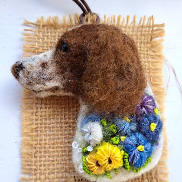 Needle Felted Springer Spaniel Brooch