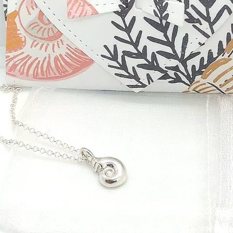 Fine Silver Ammonite Pendant handmade gift for her ready to post