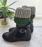 Two-Tone Forest Green Crochet Boot Cuffs
