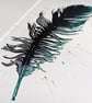 Crow Feather Linoprint Original Art - Image 3