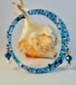 Blue Czech Glass Memory Wire Wrap Bracelet - Birthday, Anniversary, Gift For Her - Image 2
