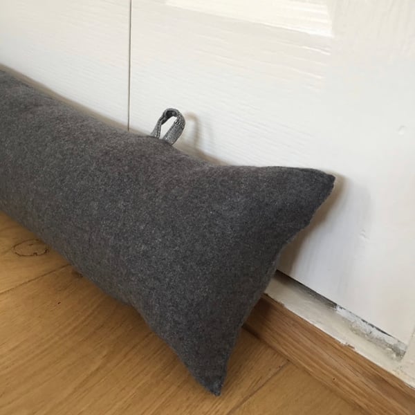 Draught excluder heavy and custom length, door and window grey draft stopper