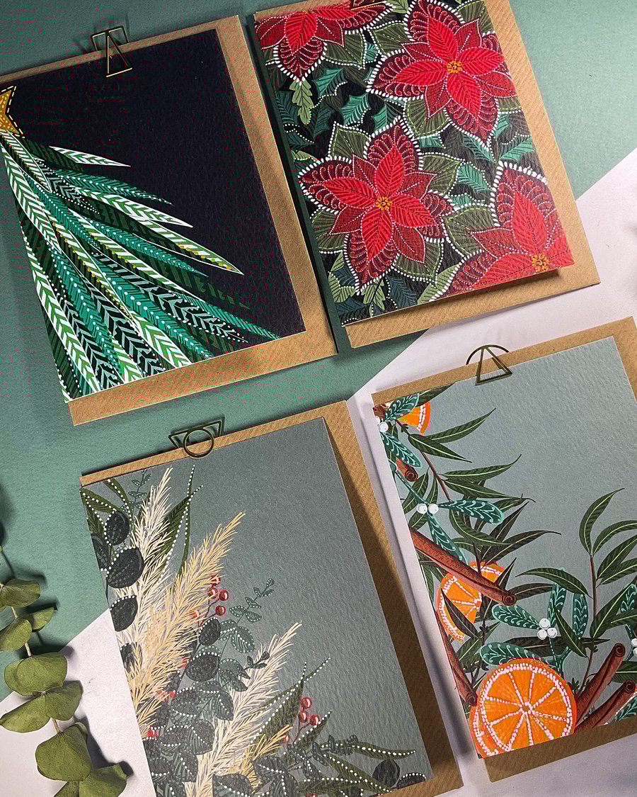 Modern Winter Foliage Cards- Pack of 8