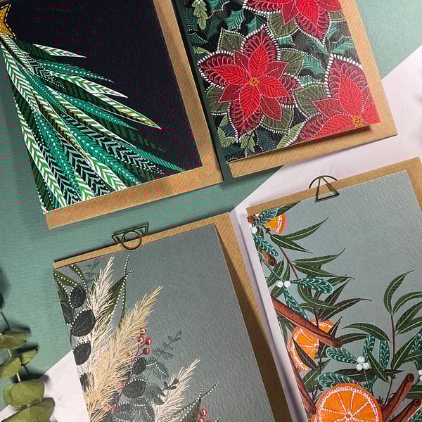 Modern Winter Foliage Cards- Pack of 8