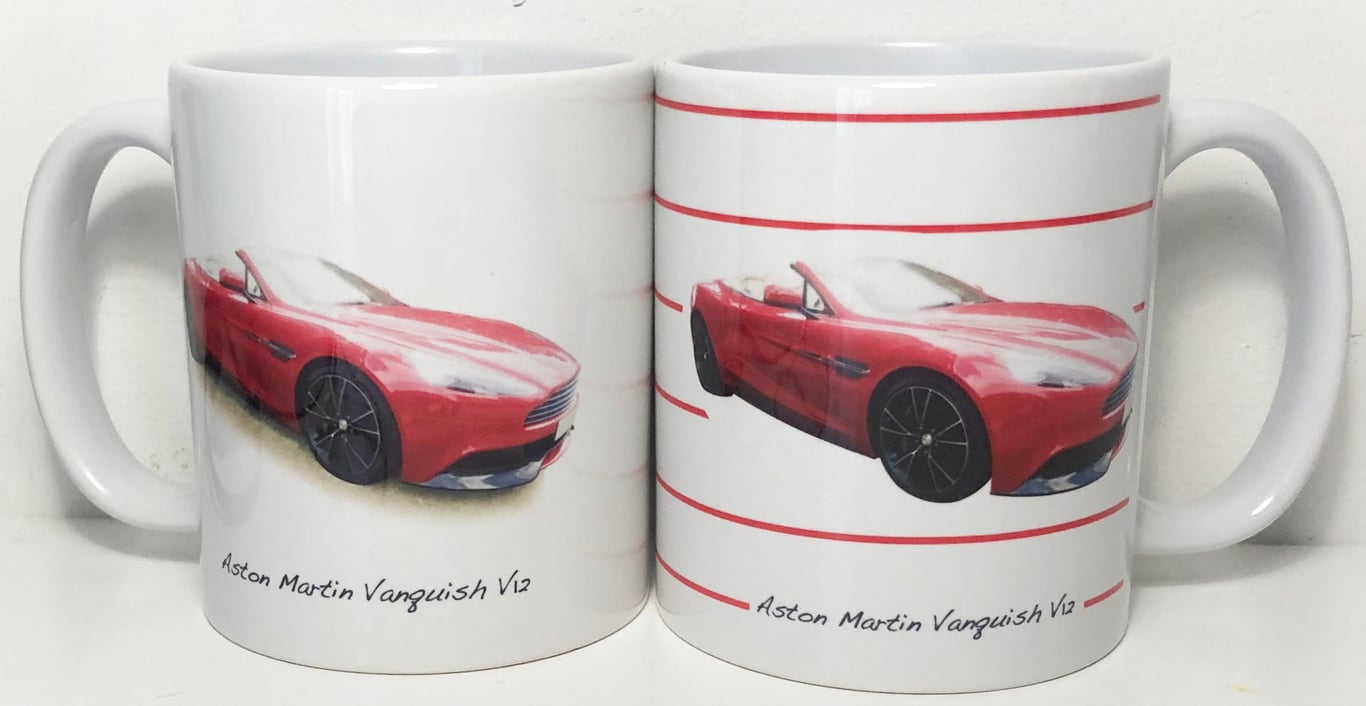 Aston Martin Vanquish V12 - 11oz Ceramic Mug - Two Styles Plain or with Lines