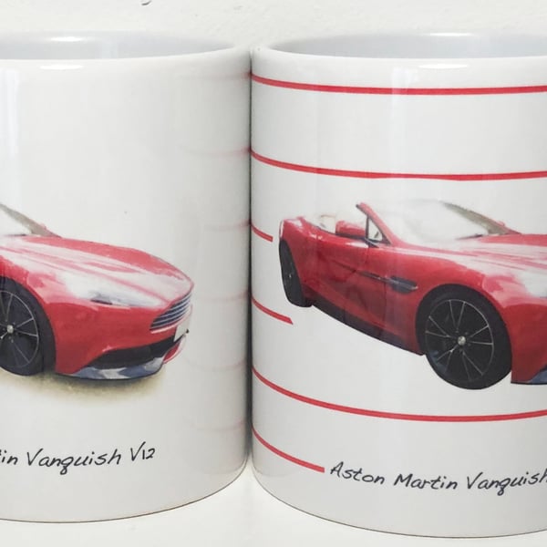 Aston Martin Vanquish V12 - 11oz Ceramic Mug - Two Styles Plain or with Lines