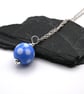 blue polka dot lampwork glass pendant necklace