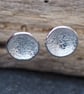 Studs, Sterling Silver Round Disc Stud Earrings, Abstract Texture.  - Image 6