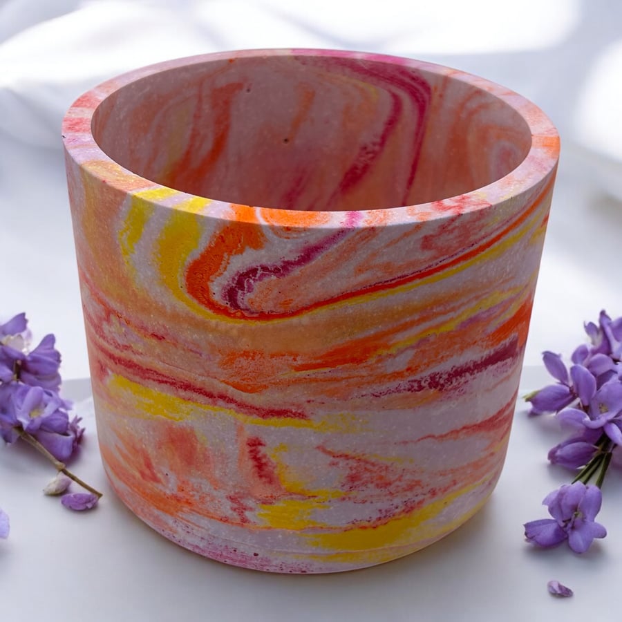 Lilac Sunrise Large Plant Pot - Purple Orange and Yellow Pot Cover LPP25