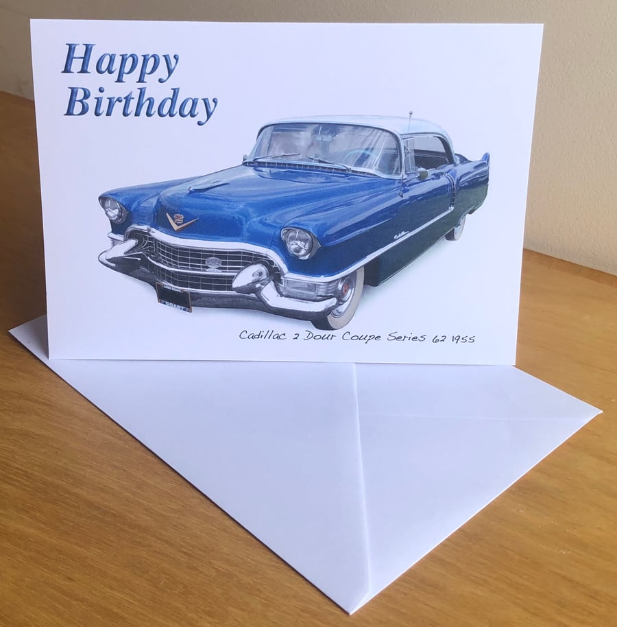 Cadillac 2 Door Coupe 1955 - Birthday, Anniversary, Retirement, Plain Cards