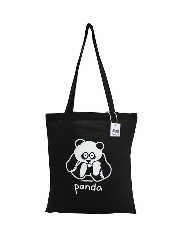 Digg Design PANDA cotton Tote Bag. Black