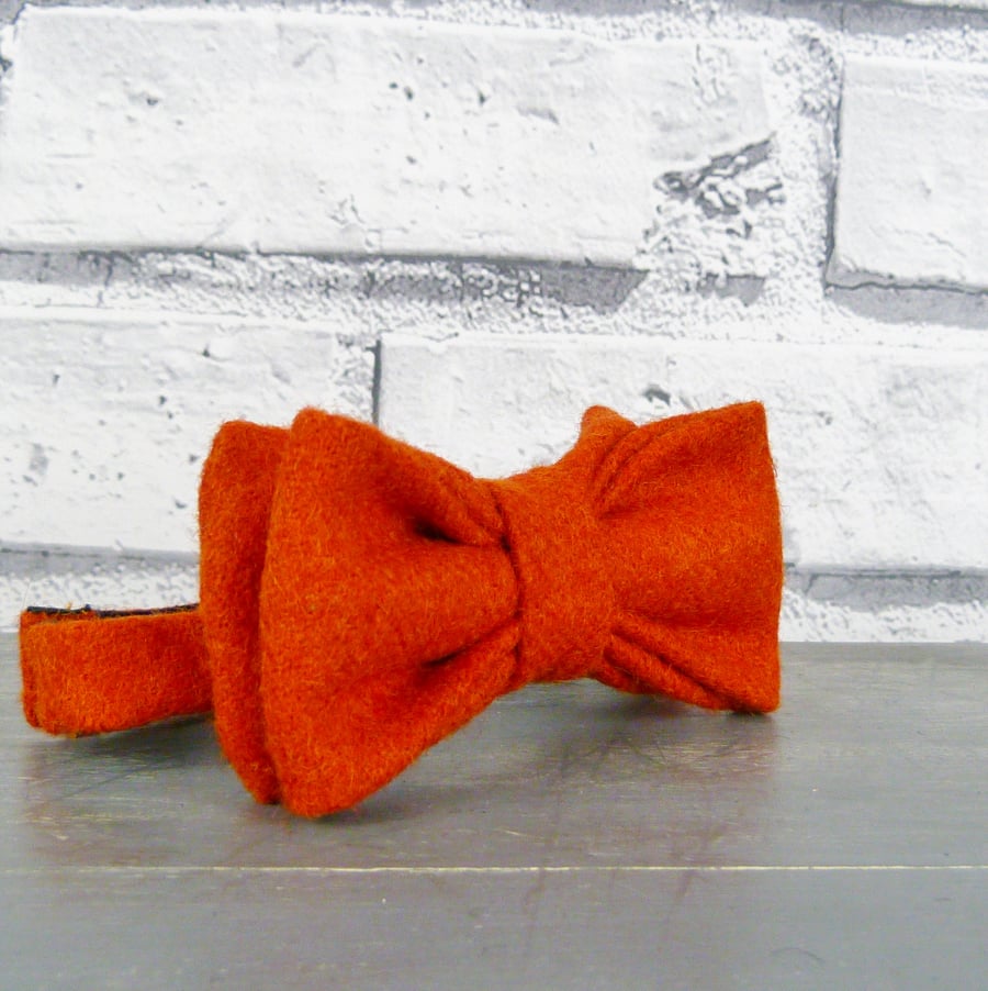 Boys Bow Tie - Burnt Orange Yorkshire Twill Tweed 