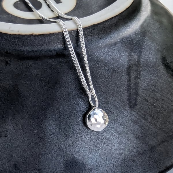 Sterling Silver Pebble Pendant, Handmade Urban  