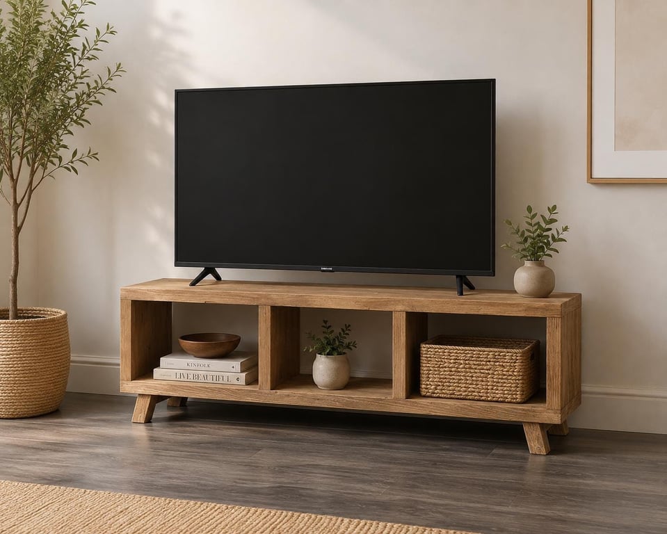 Handmade Rustic Wooden TV Console Book Shelf Unit: Farmhouse Living Room Home De