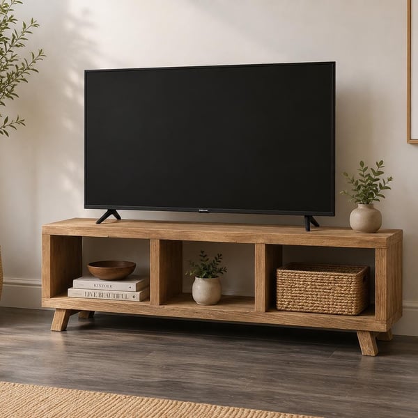 Handmade Rustic Wooden TV Console Book Shelf Unit: Farmhouse Living Room Home De