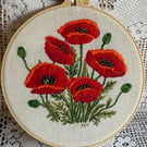 Hand embroidered Poppy Ring