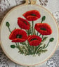 Hand embroidered Poppy Ring