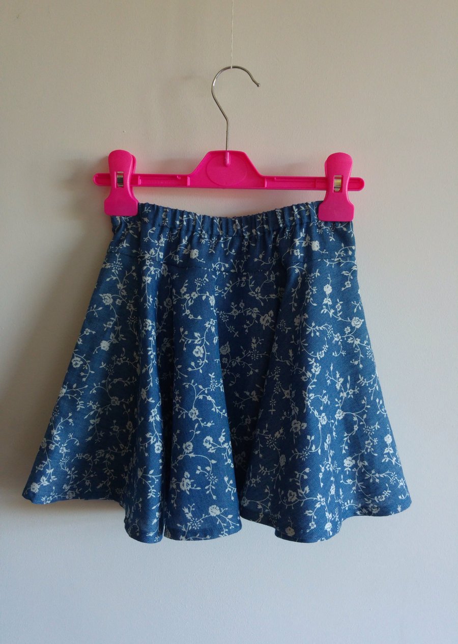 Flowery Denim Skirt Age 5