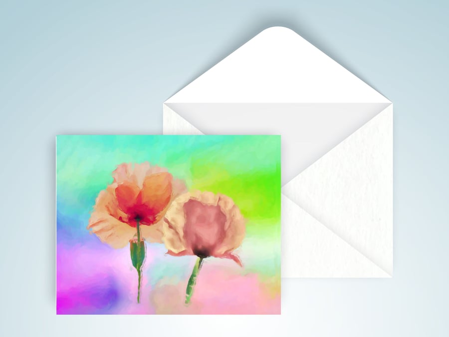 Poppies Spring Flowers Birthday Card