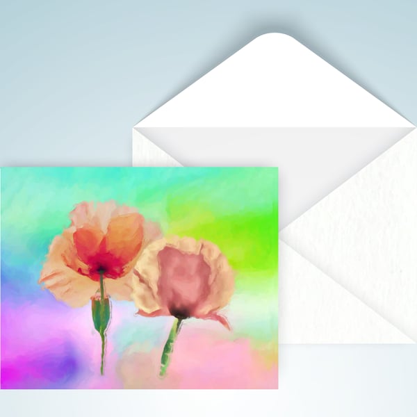 Poppies Spring Flowers Birthday Card