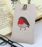Glasses Spectacles Case Robin Handmade Nature Wildlife Linen  - Image 2