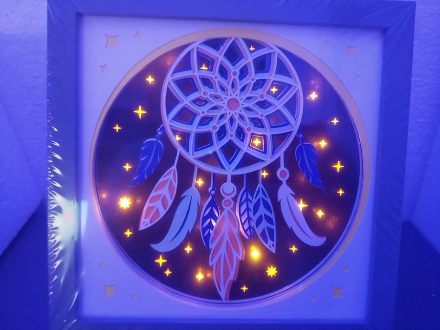 Dreamcatcher Night Light, Light Box, Birthday gift, Wall Hanging