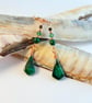  Malachite, Onyx & Copper Drop Earrings, Anniversary, Birthday, Gifts For Her - Image 1
