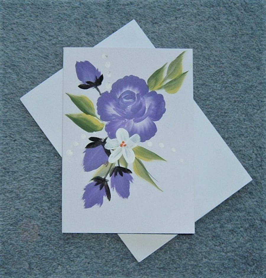 floral hand painted all occasion greetings card ( ref F 22 )