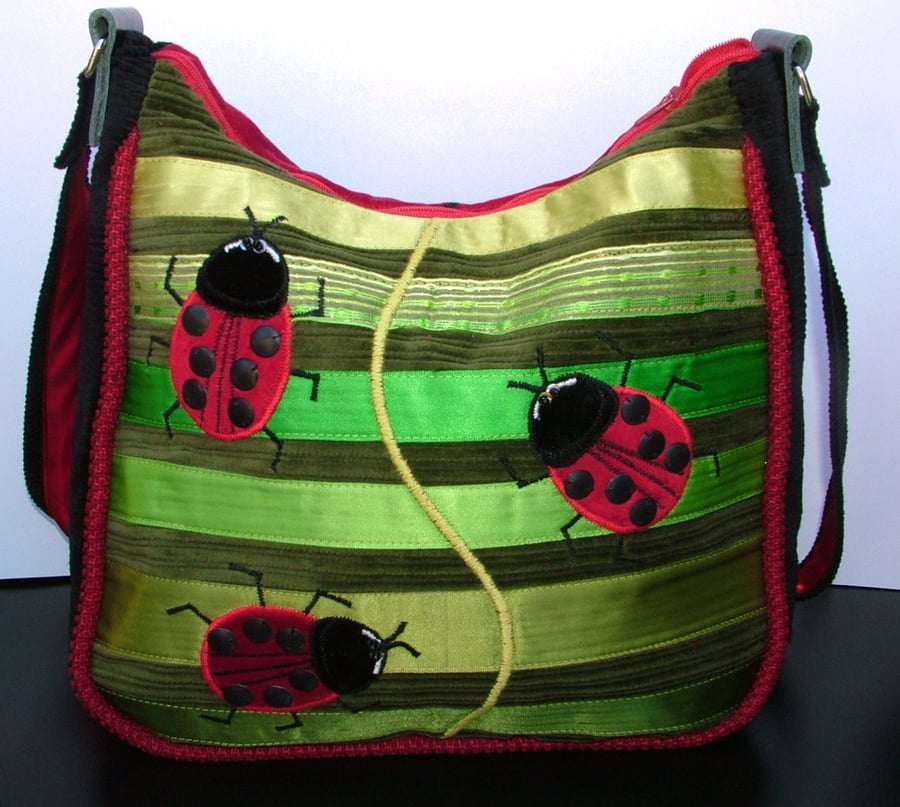  Funky Green striped LadyBird Handbag