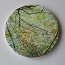 Ceramic coaster - round coaster - matt finish - green leaf print