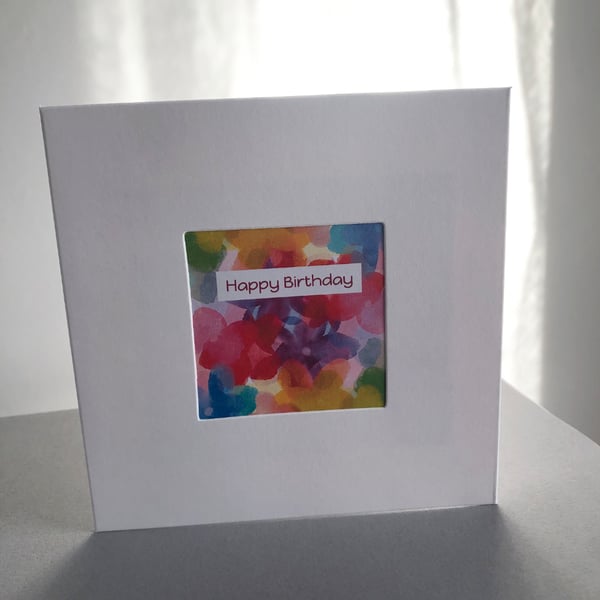 Birthday Card Colourful Abstract Flowers