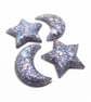 12 Handmade Celestial Charms in Purple, Blue & Pink - Image 3