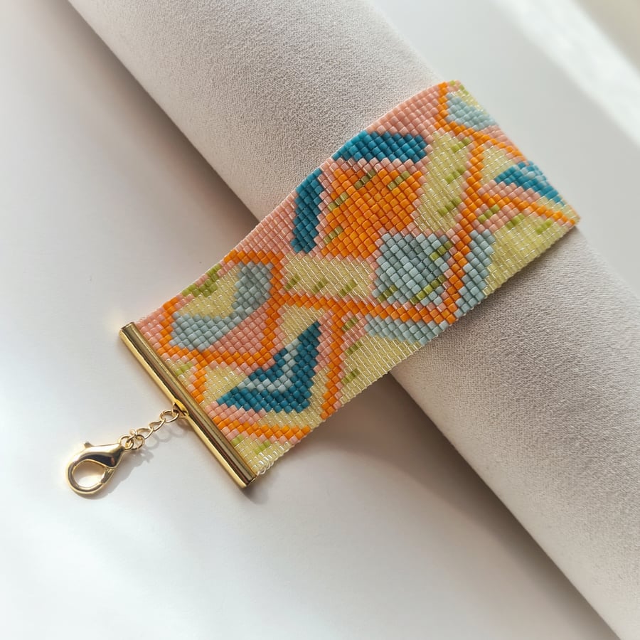 Beaded Glass Cuff Bracelet