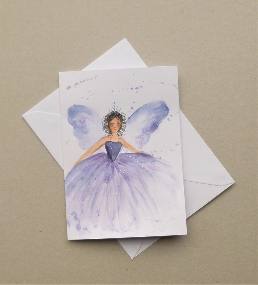 fairy fantasy hand painted original art blank greetings card ( ref F 494.B1 )