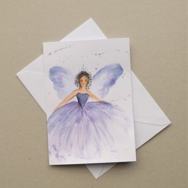 fairy fantasy hand painted original art blank greetings card ( ref F 494.B1 )