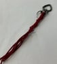 Dark Red Suede Keyring - Bag Charm w Gunmetal Heart shaped Carabiner - Image 6