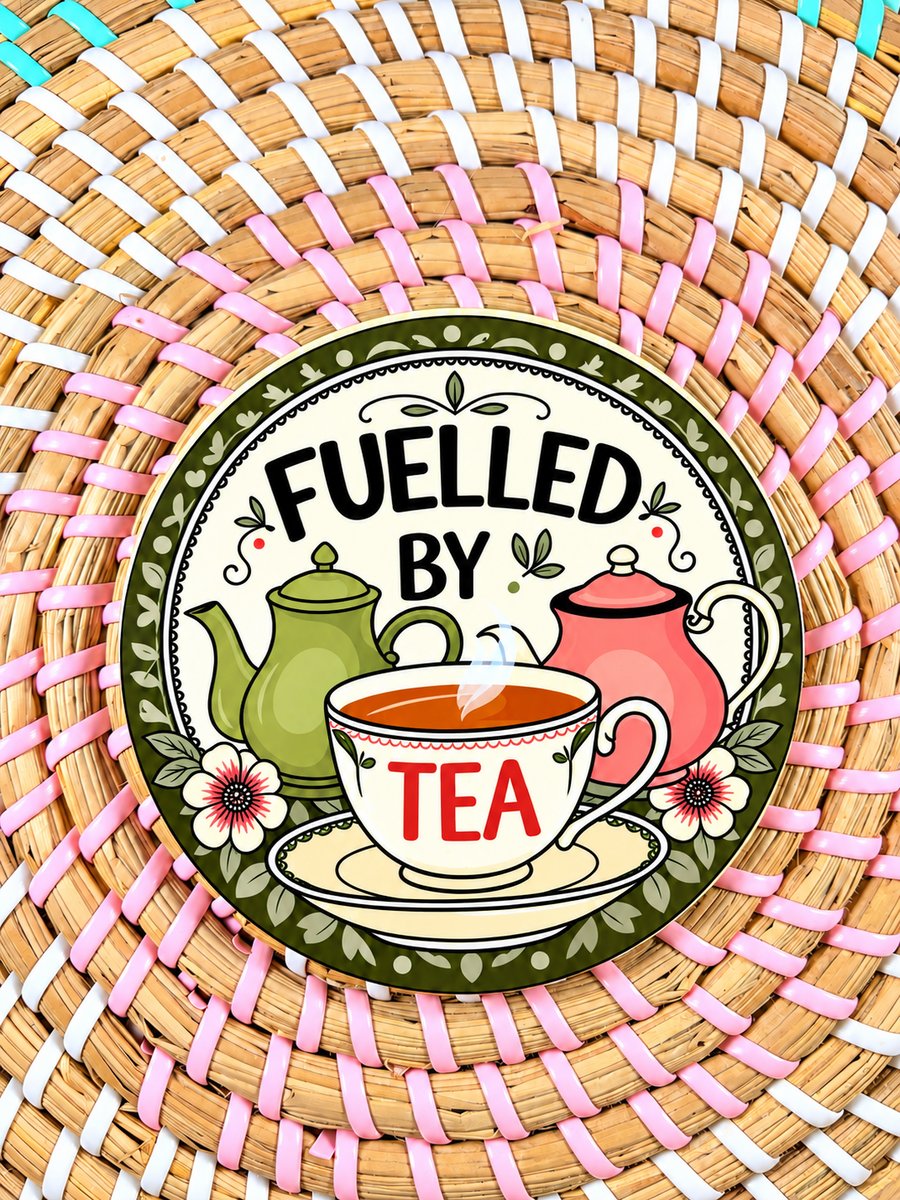 Fuelled by Tea Wooden Coaster – Tea Lover Gift – Handmade Kitchen Coaster
