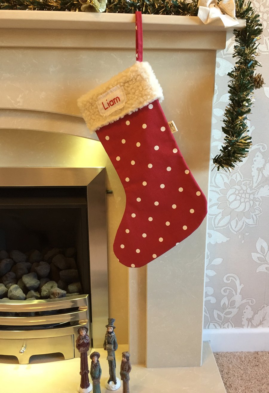 Personalised Spotty Christmas Stocking, Spotty Stocking