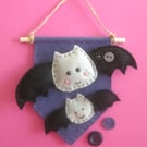 Halloween craft kit, sewing kit, Bat banner sewing kit