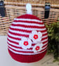Designer Girl's Hand Knitted Flower Beanie Hat 1 - 2 Years Size - Image 2