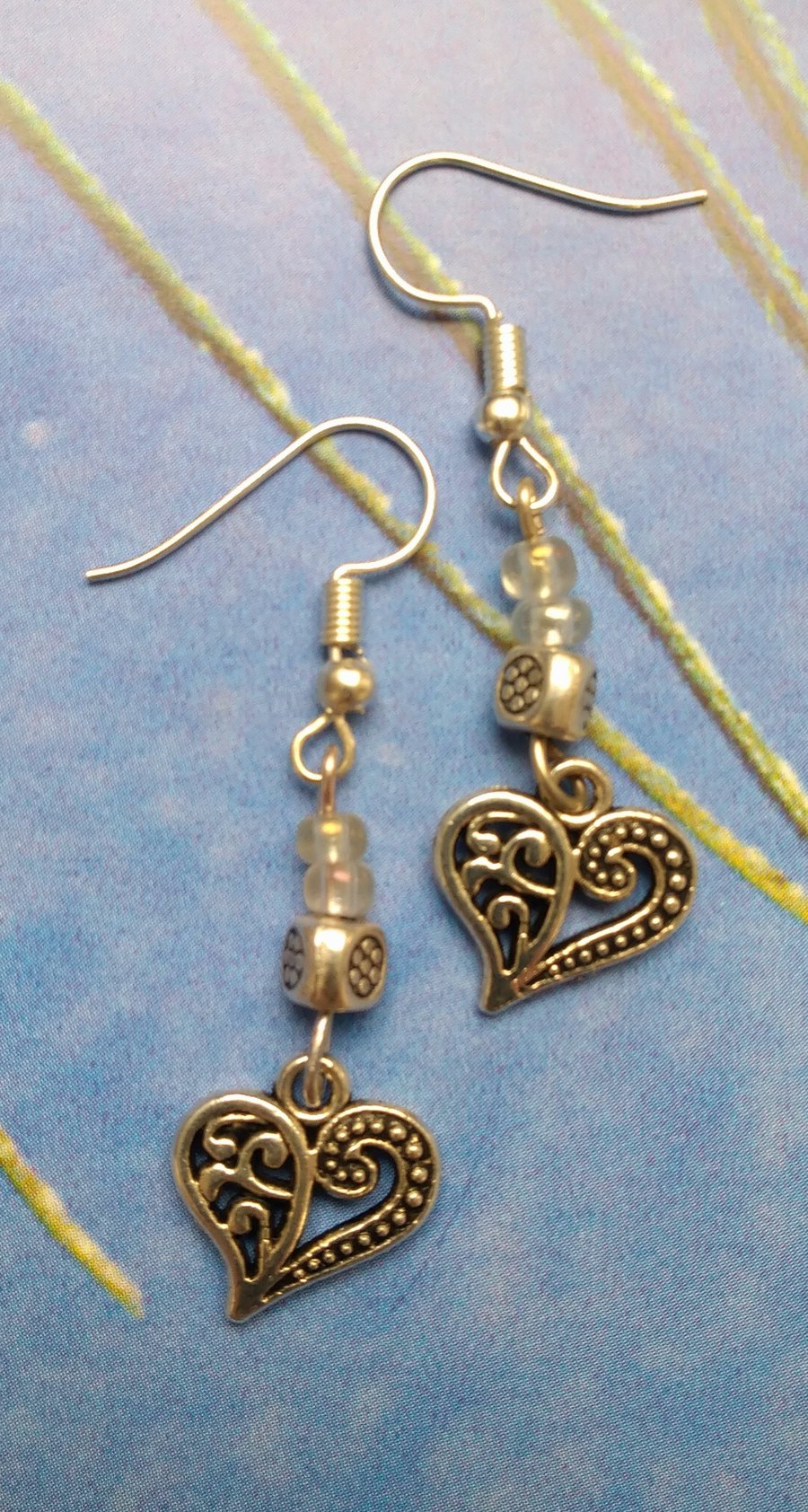 Tibetan Silver Filigree Heart Earrings