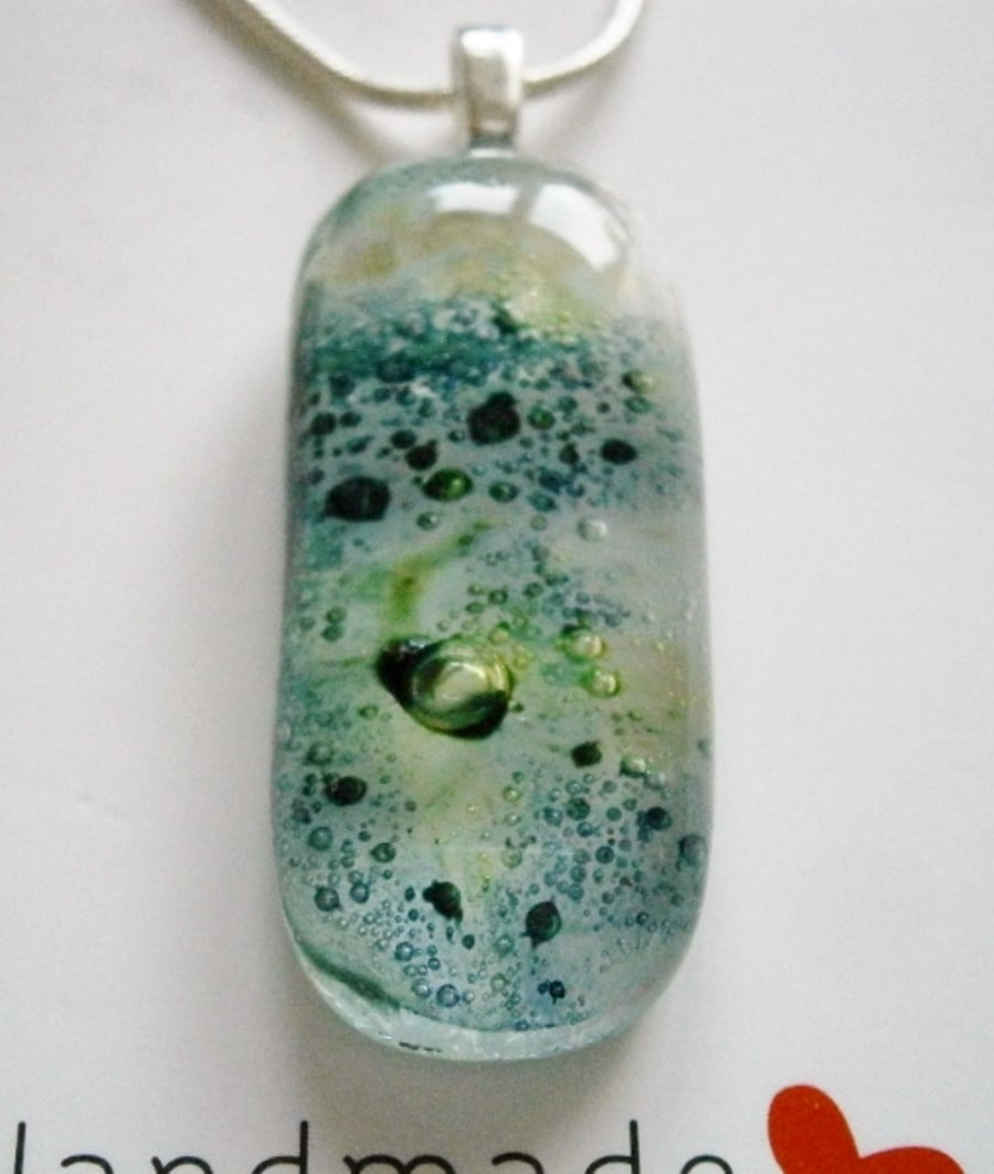 Hand crafted Fused glass Bubbly pendant