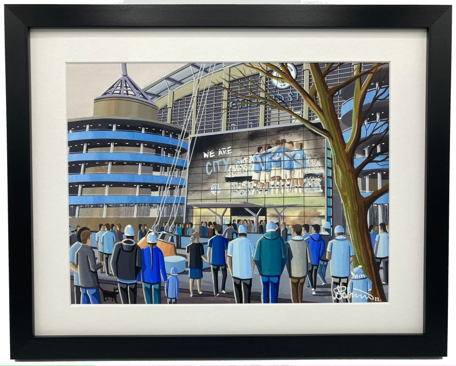Manchester City F.C, Etihad Stadium. Quality Framed, Football Art Print