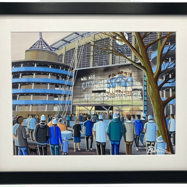 Manchester City F.C, Etihad Stadium. Quality Framed, Football Art Print