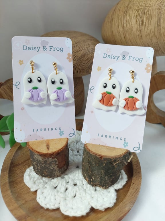 Cute ghost and pumpkin earrings