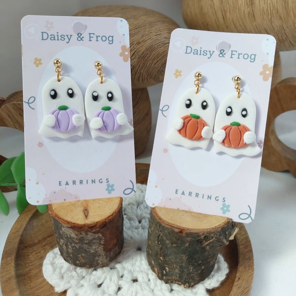 Cute ghost and pumpkin earrings