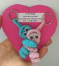 Crochet Love Bug Keyring - Blue And Pink - Valentines Gift