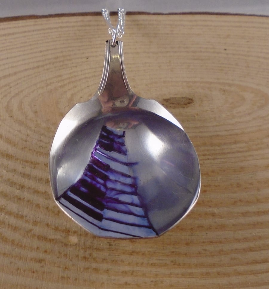 Upcycled Silver Plated Keyboard Spoon Necklace SPN082011